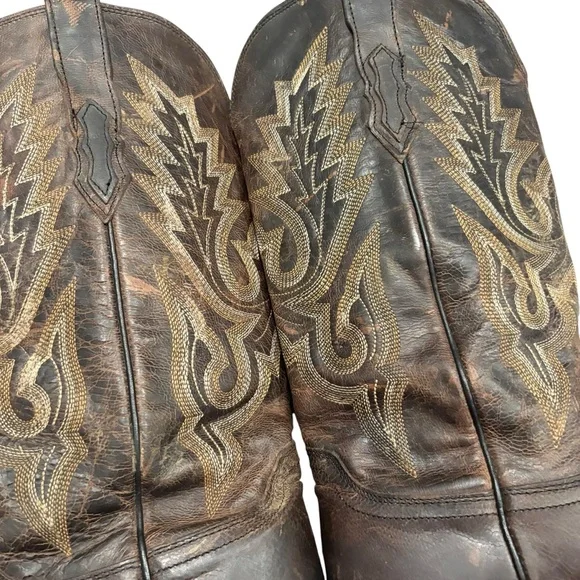 Lucchese Brown Leather Western Cowboy Boots, Sz 9D - Picture 8 of 16